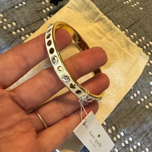 NWT Kate Spade Gold and White Bangle Bracelet - Picture 2 of 4